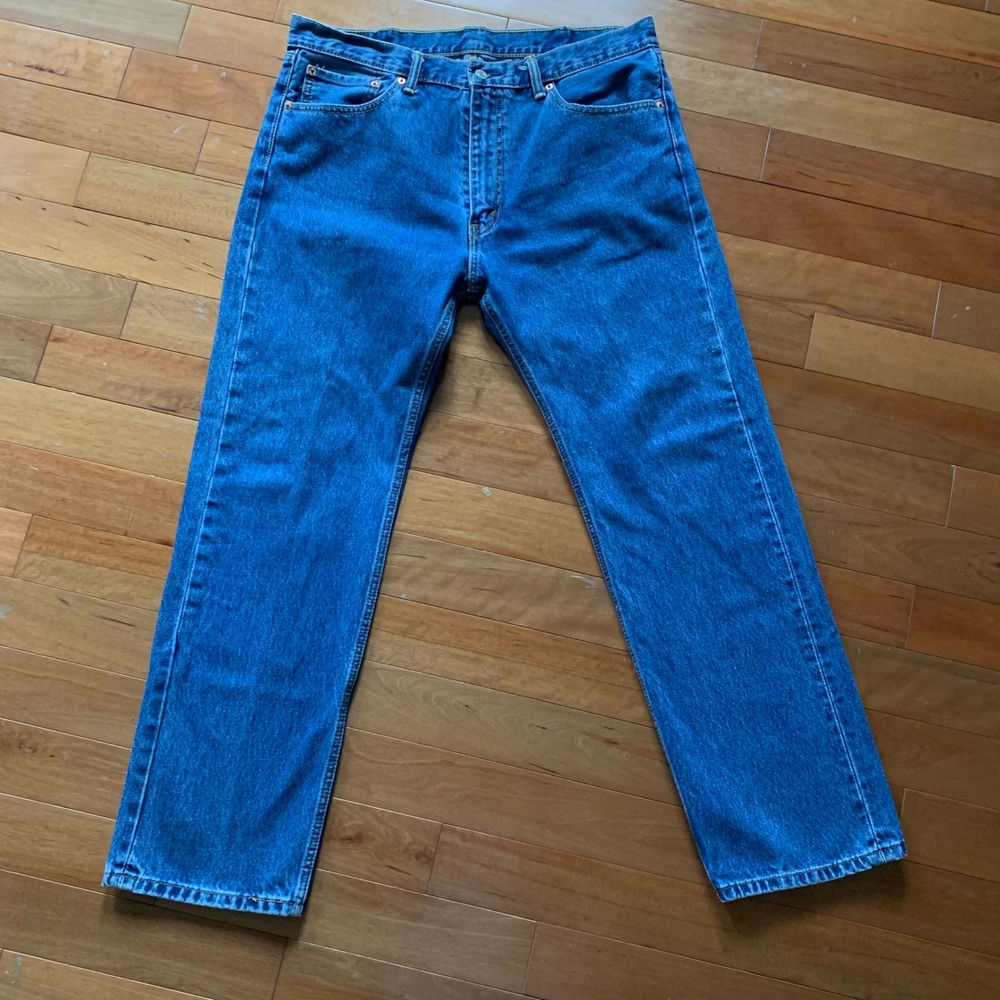 Levis Mens W38 L32 505 Regular Fit Jeans Blue Excellent Straight Leg Denim - Picture 3 of 9